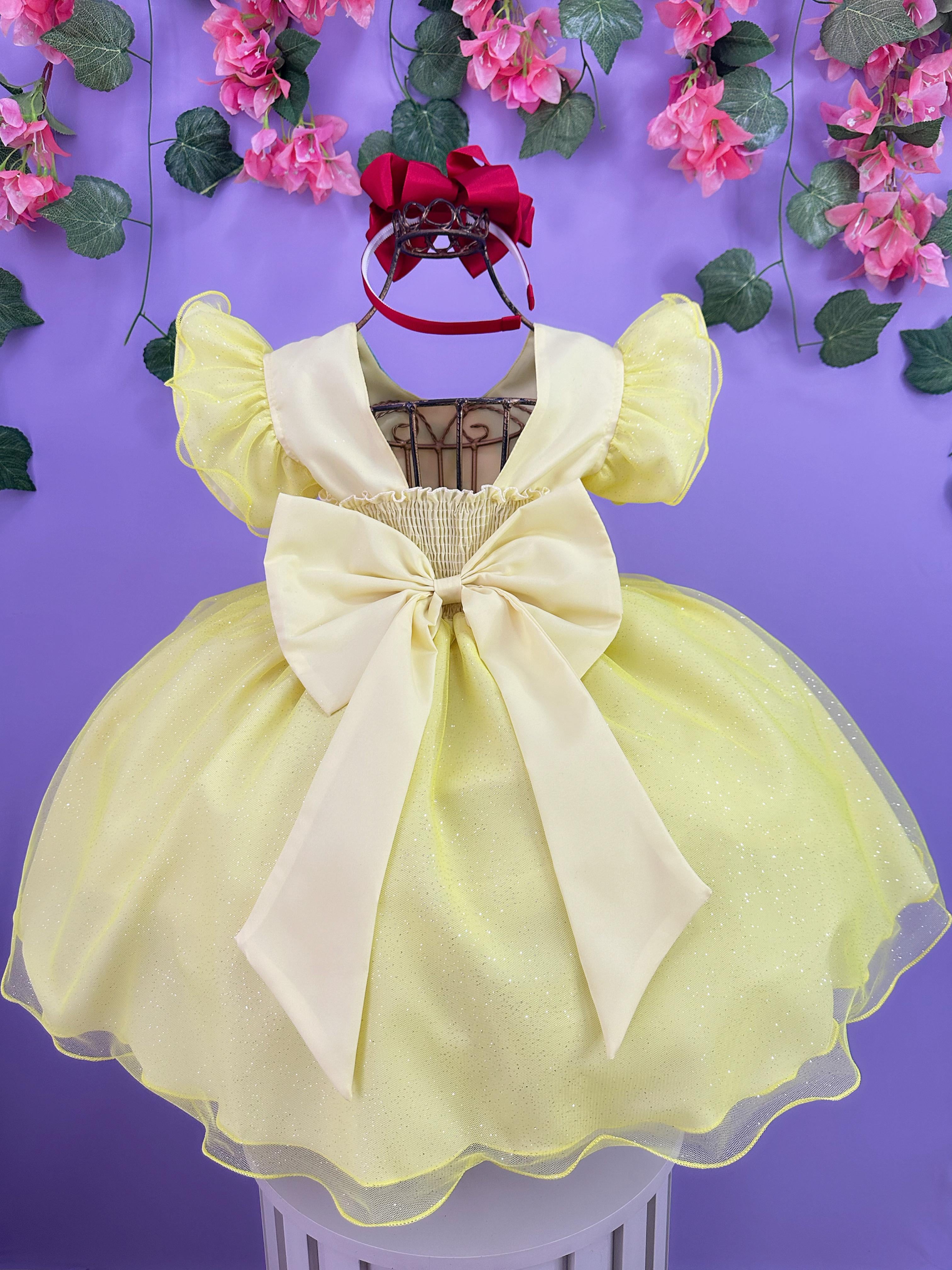 Vestido Infantil Branca de Neve e os 7 anões Colorido Festas