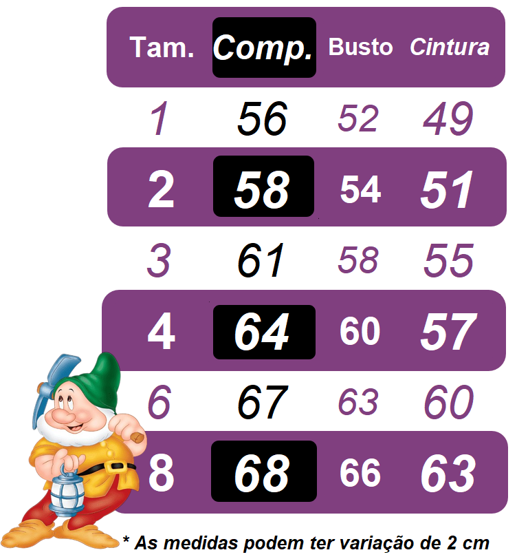 Vestido Infantil Branca de Neve e os 7 anões Colorido Festas