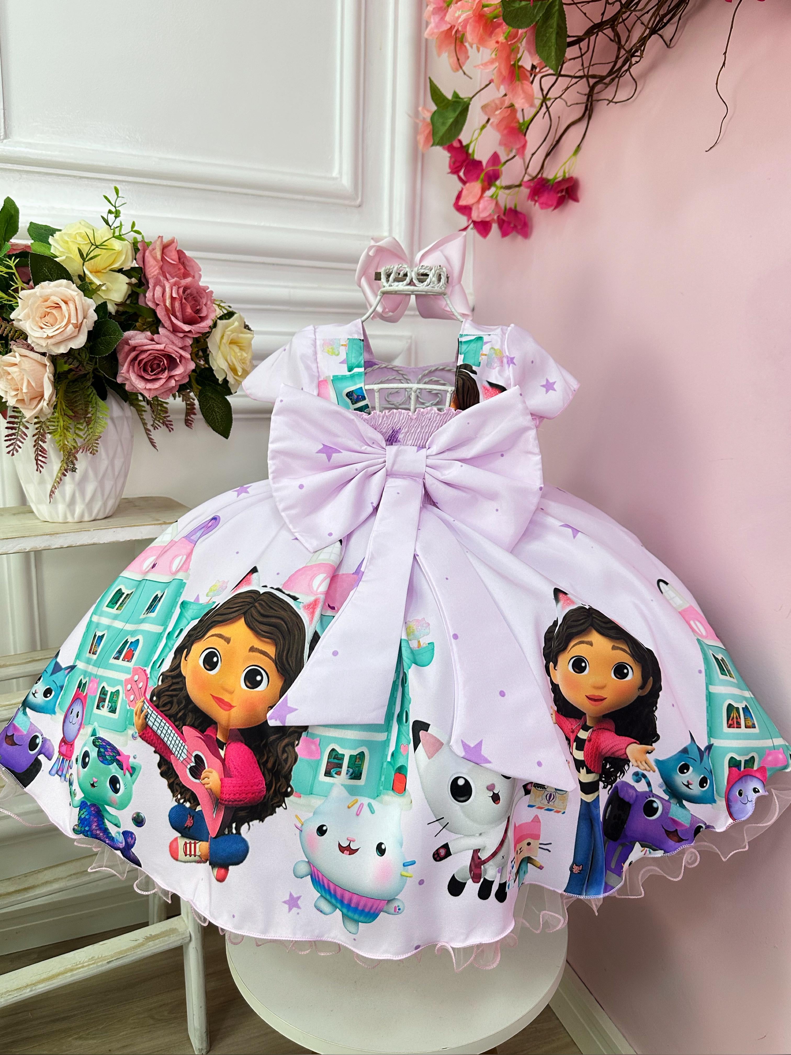 Vestido Infantil Casa Mágica da Gaby Lilás Festas