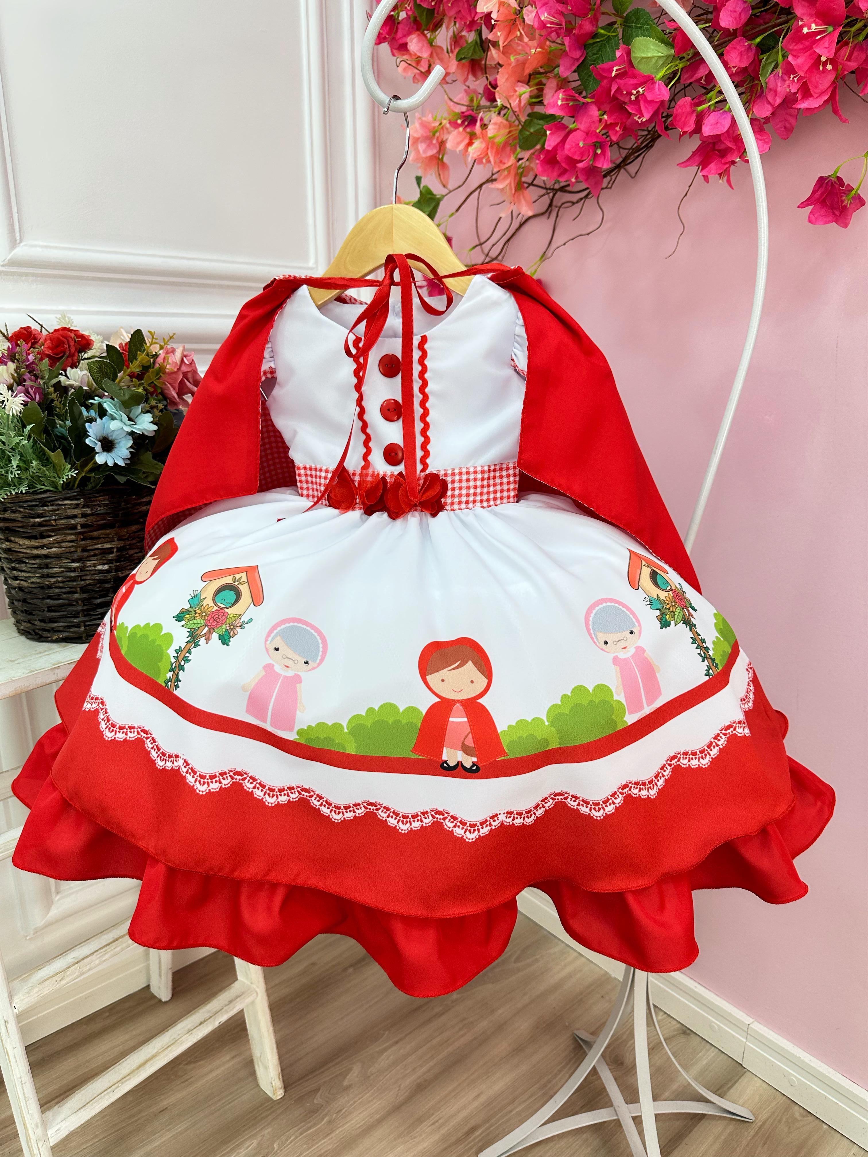 Vestido Infantil Chapeuzinho Vermelho C/ Capuz