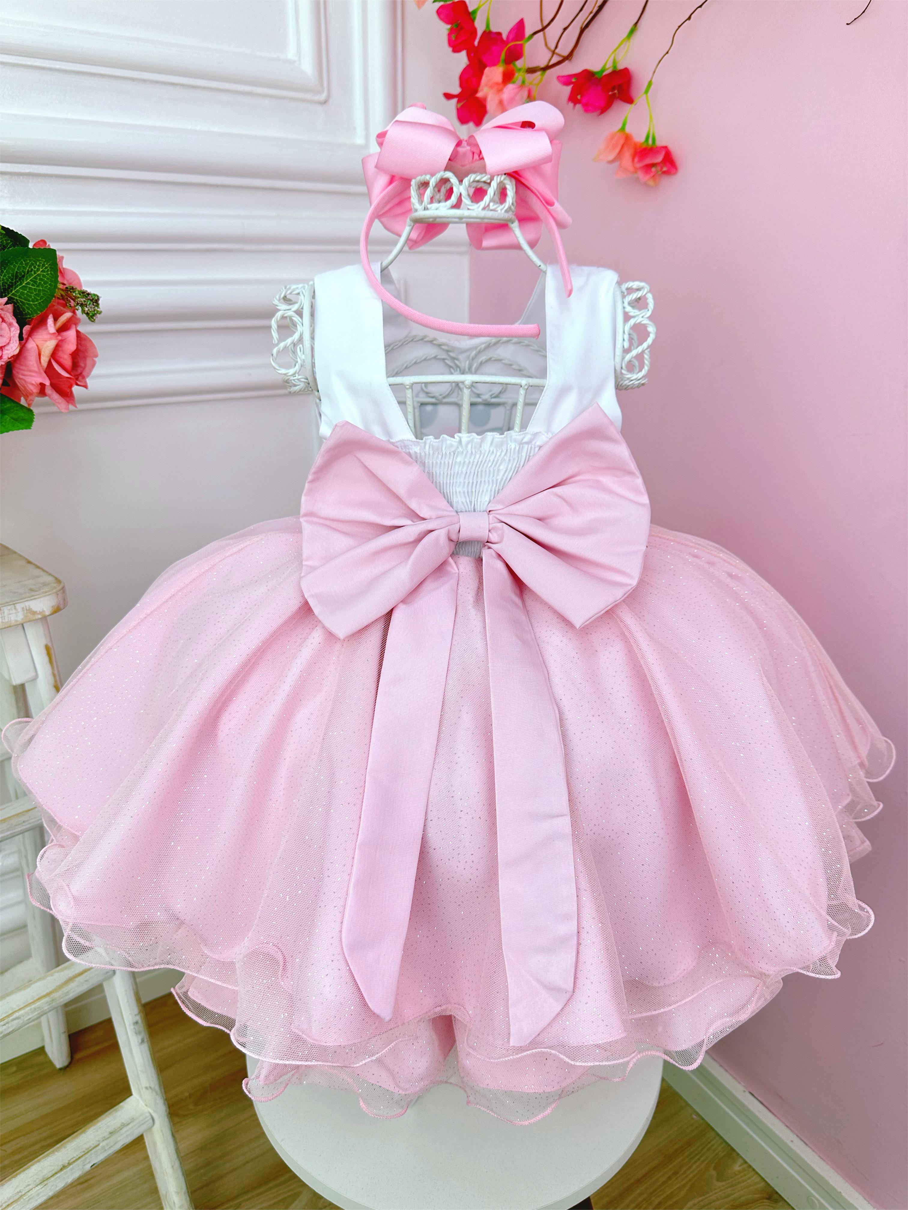 Vestido Infantil Coelho da Páscoa Saia C/ Glitter Luxo