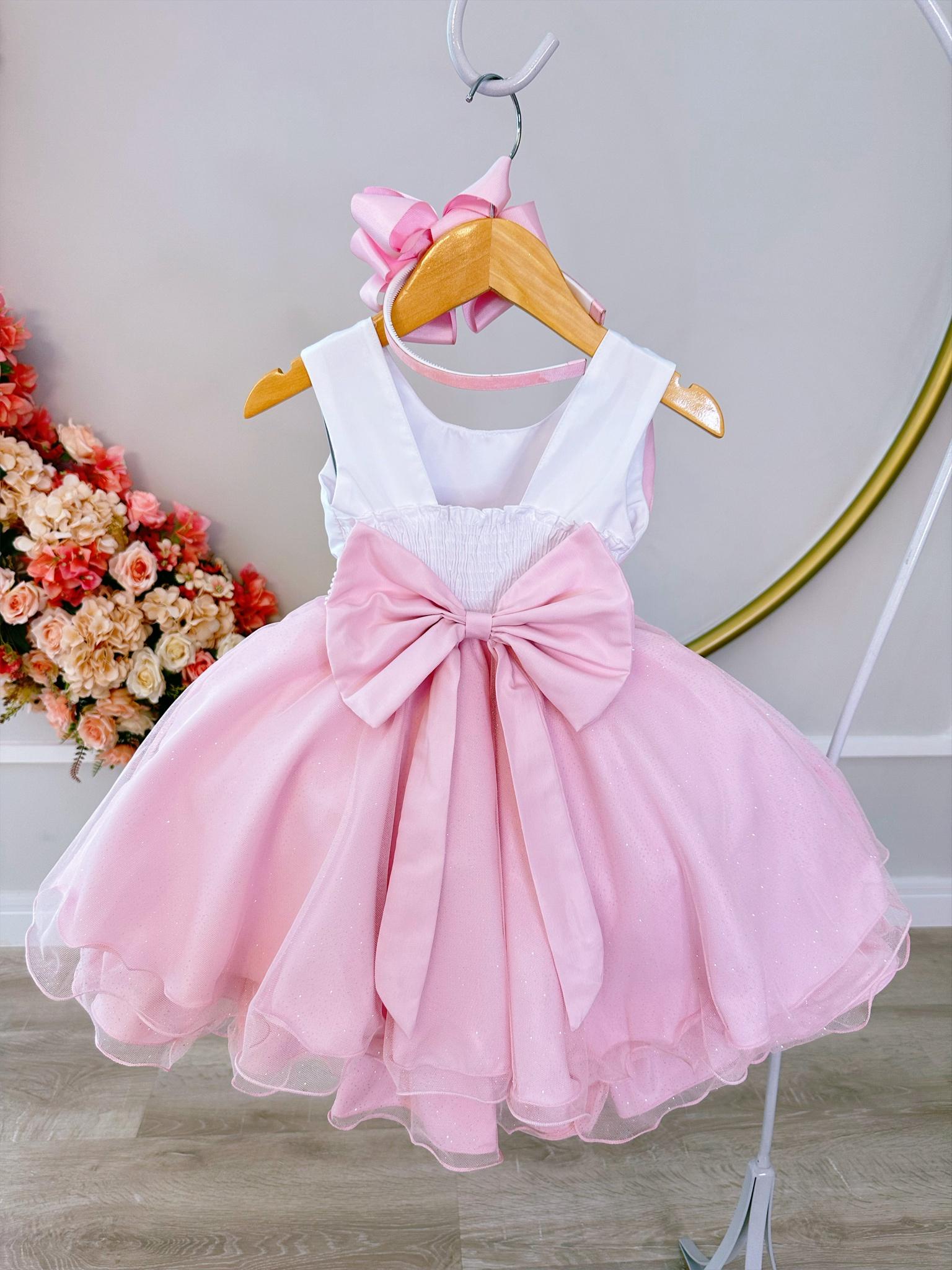 Vestido Infantil Coelho da Páscoa Saia C/ Glitter Luxo