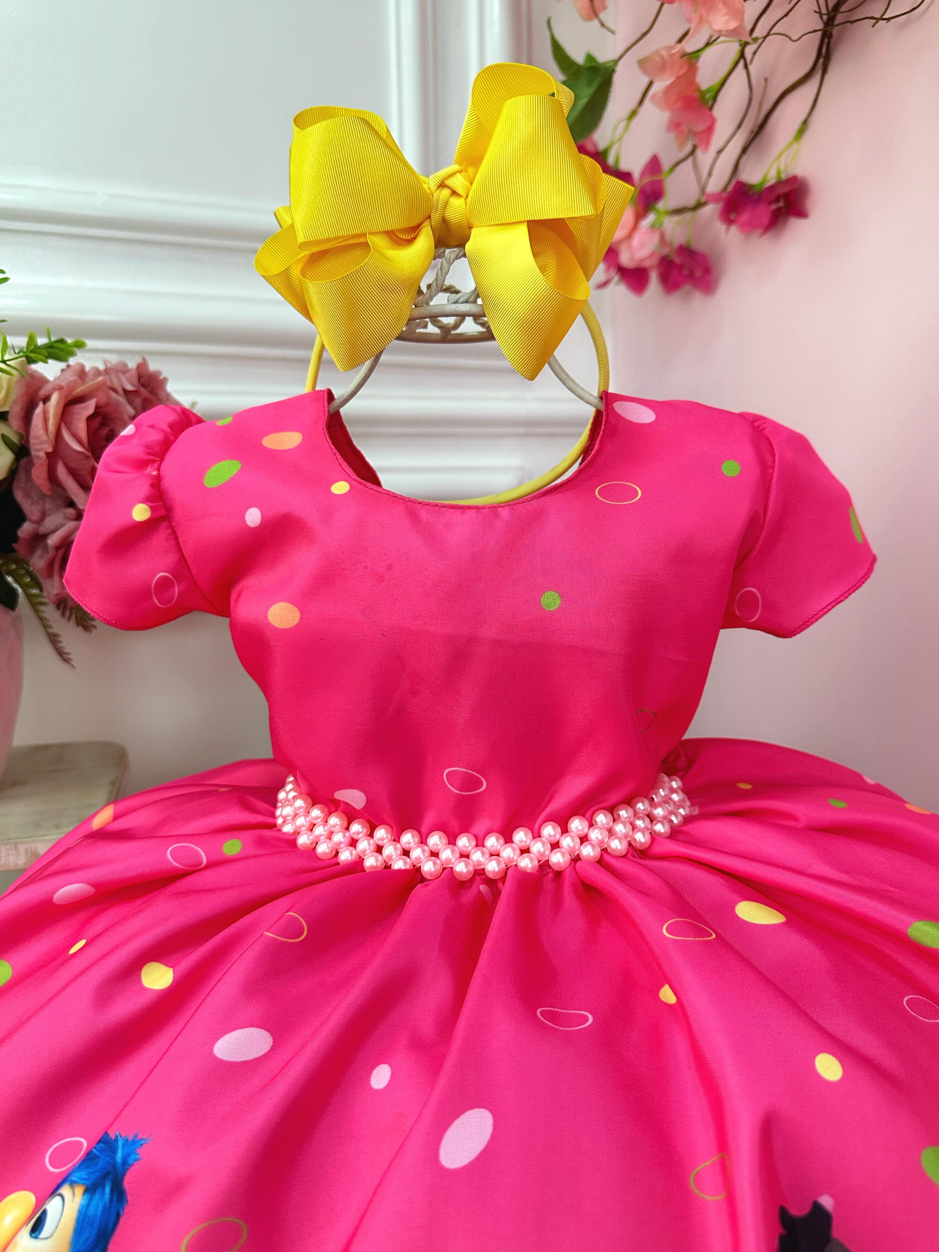 Vestido Infantil Divertidamente Rosa Chiclete C/ Pérolas