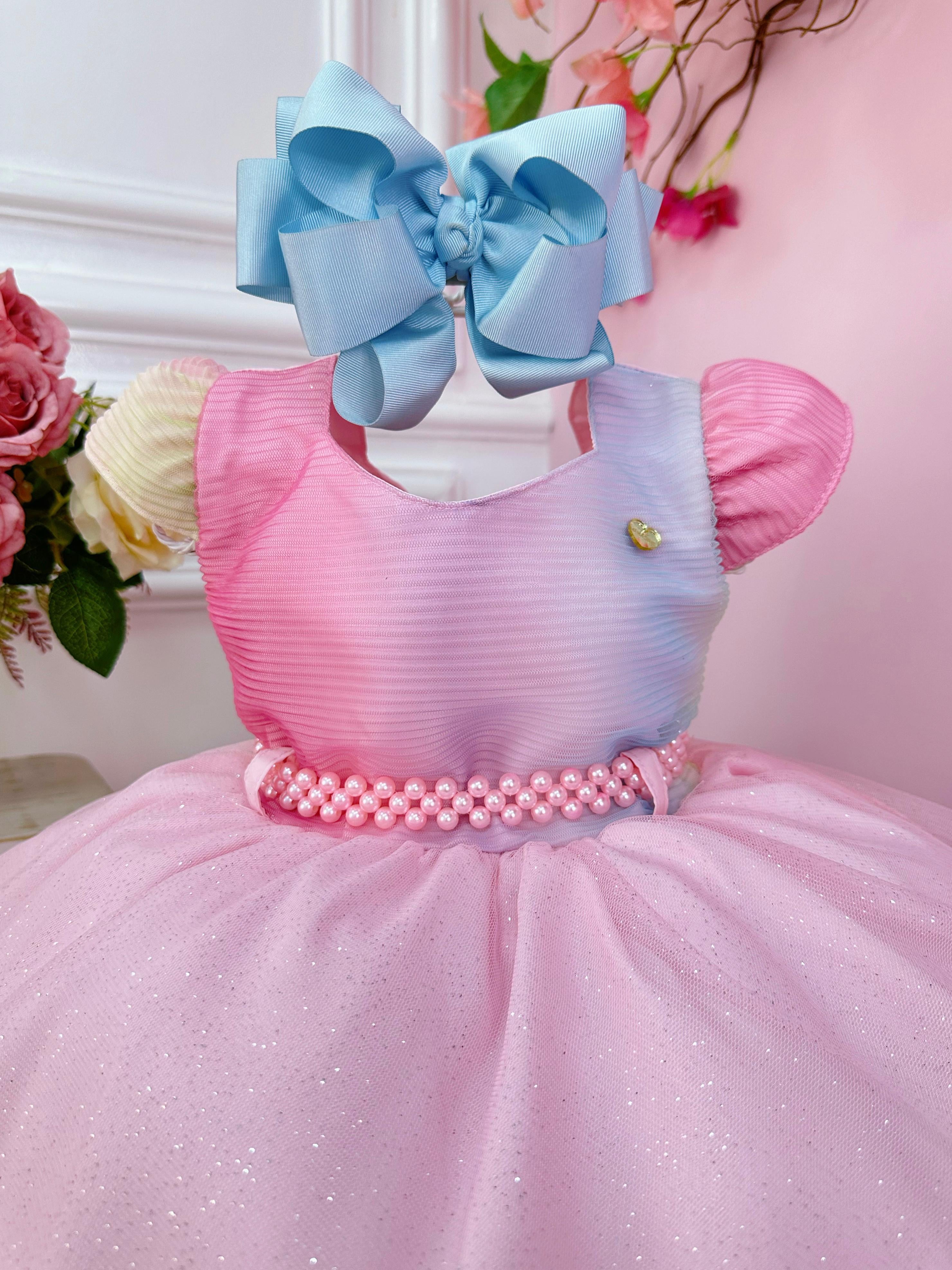 Vestido Infantil Colorido Fadinha Com Aplique de Asa Festas