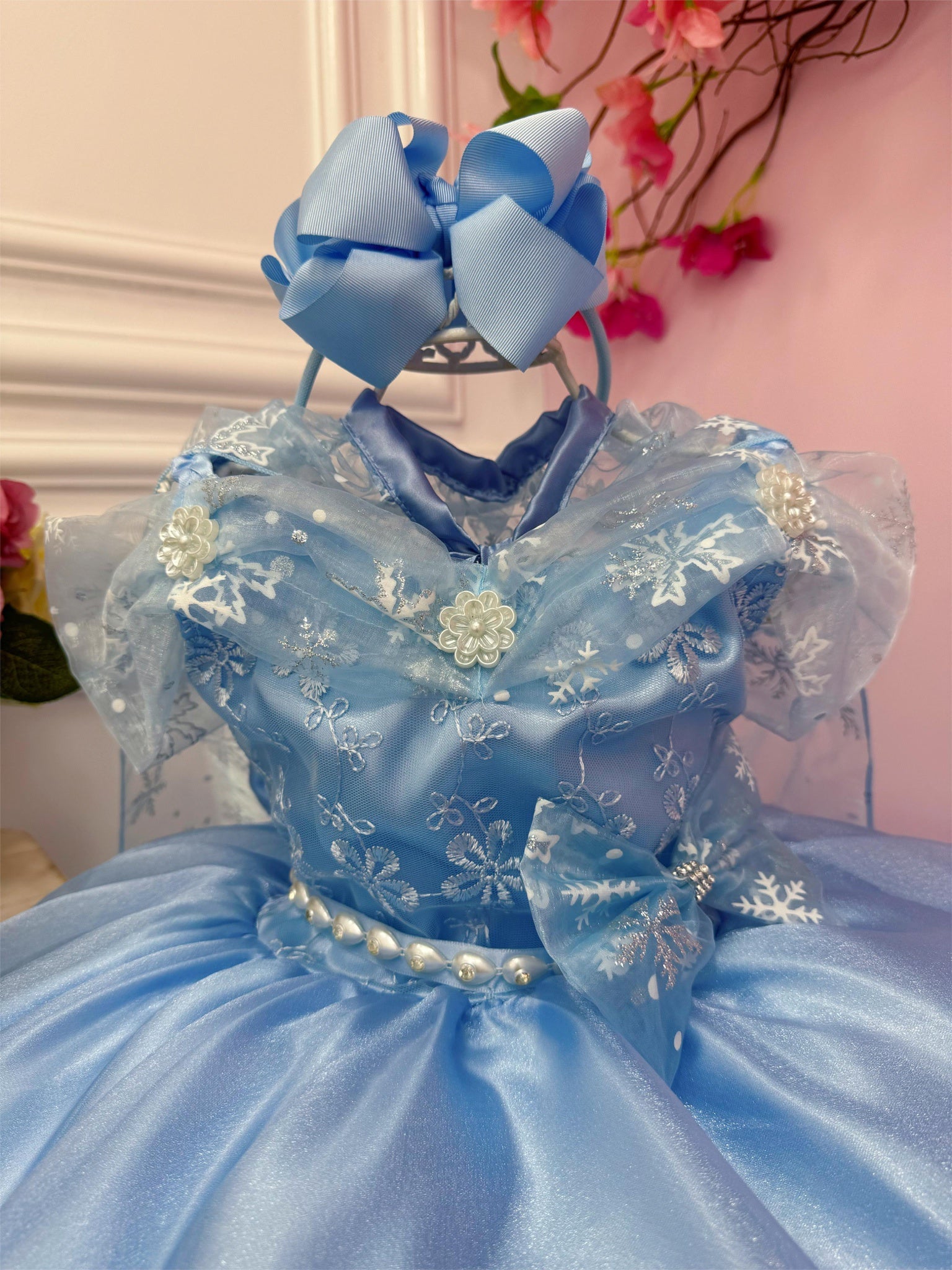 Vestido Infantil Frozen C/ Capa e Laço Princesas Festas Luxo