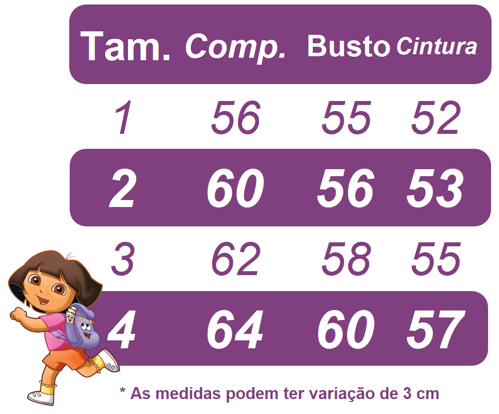 Vestido Infantil Lilás Dora Aventureira Amigos Festas