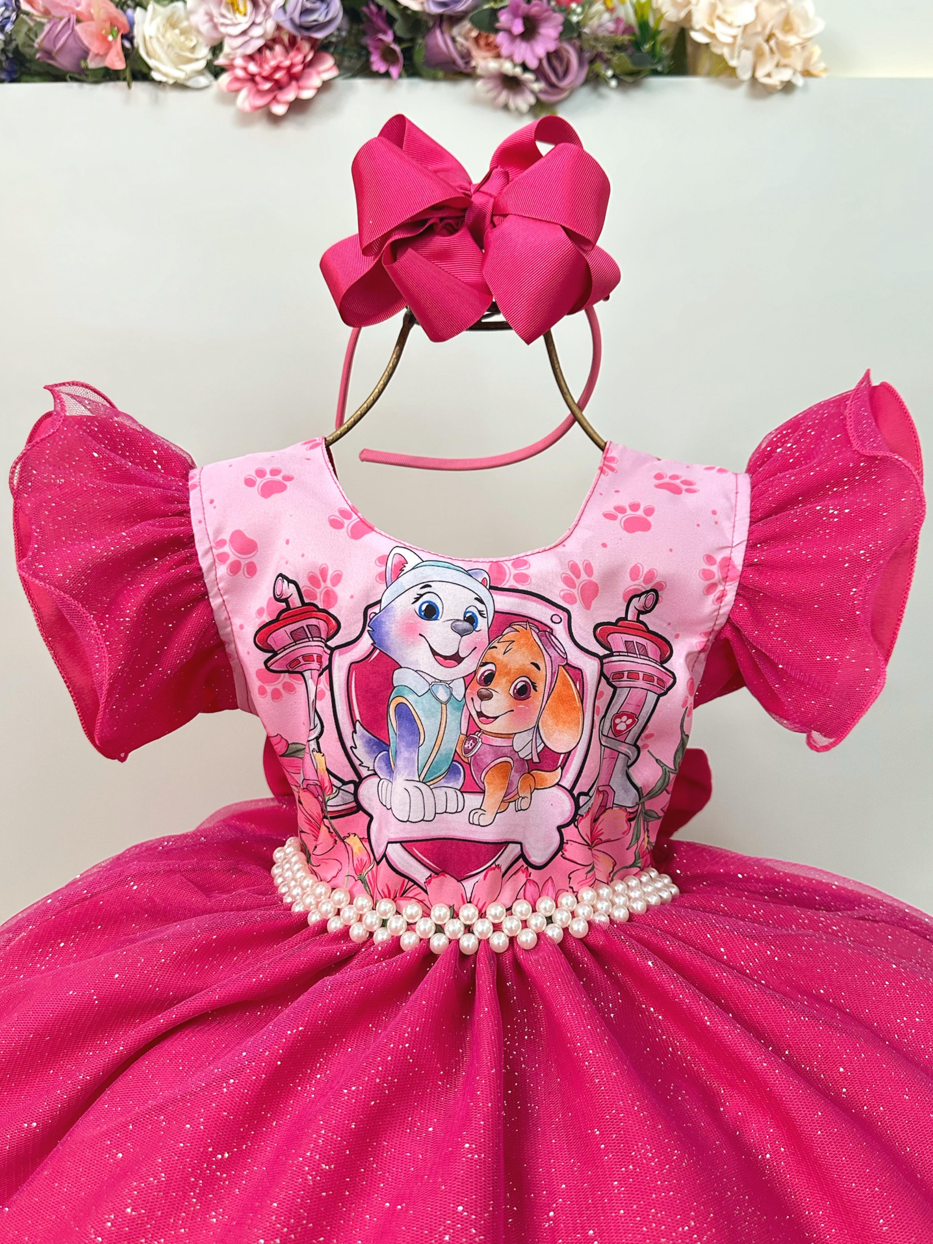 Vestido Infantil Patrulha Canina Sky Pink Festas