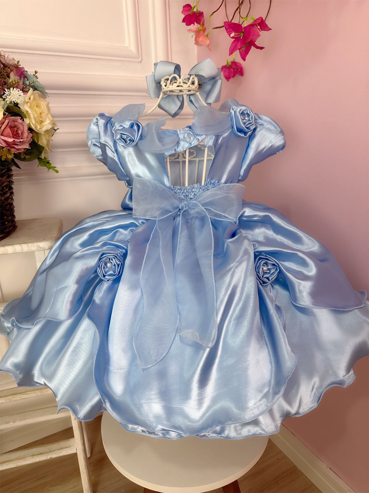 Vestido Infantil Princesa Elsa e Anna Cinderela Luxo