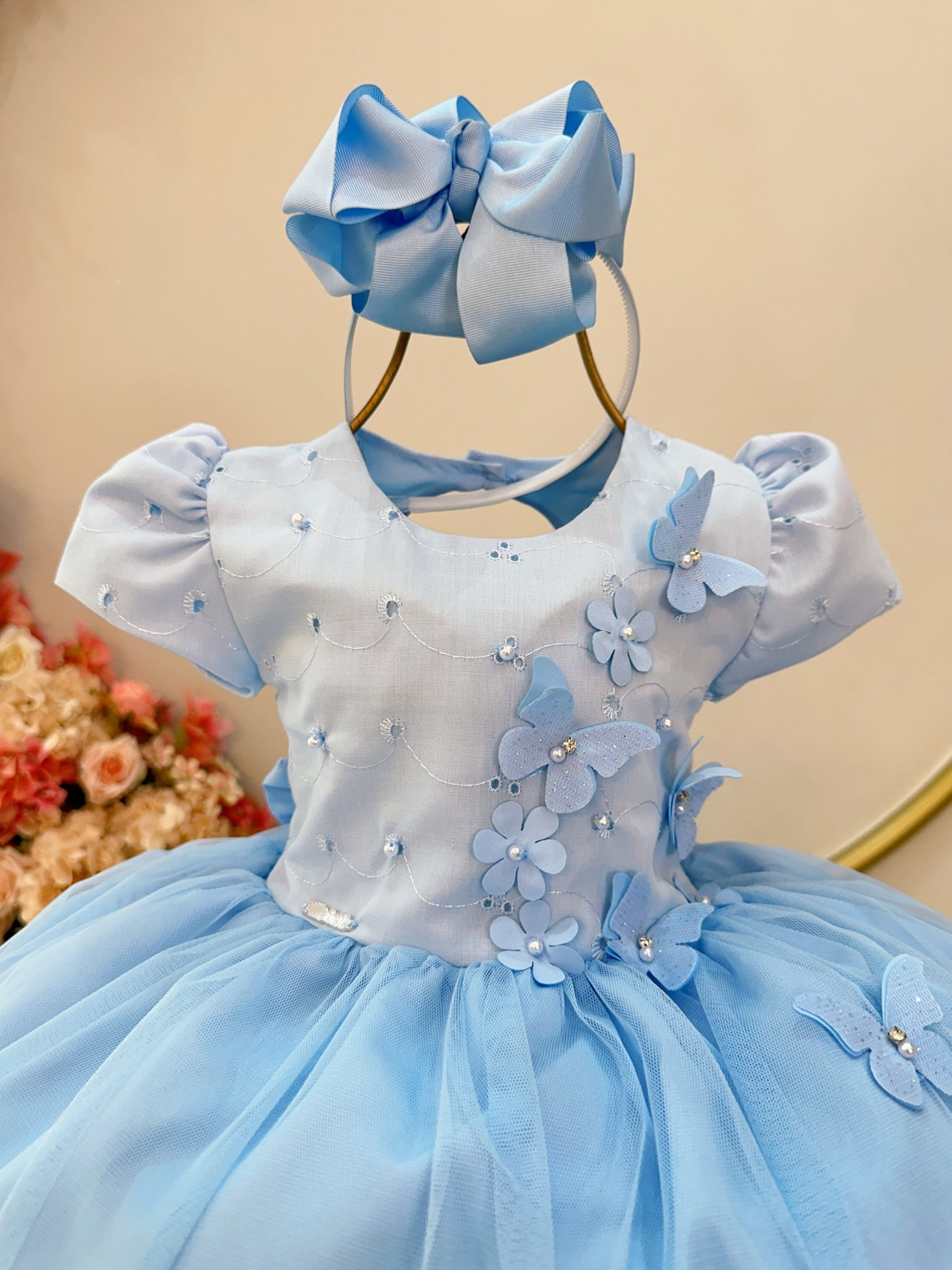 Vestido Infantil Azul Claro Jardim Encantado Daminha Festas