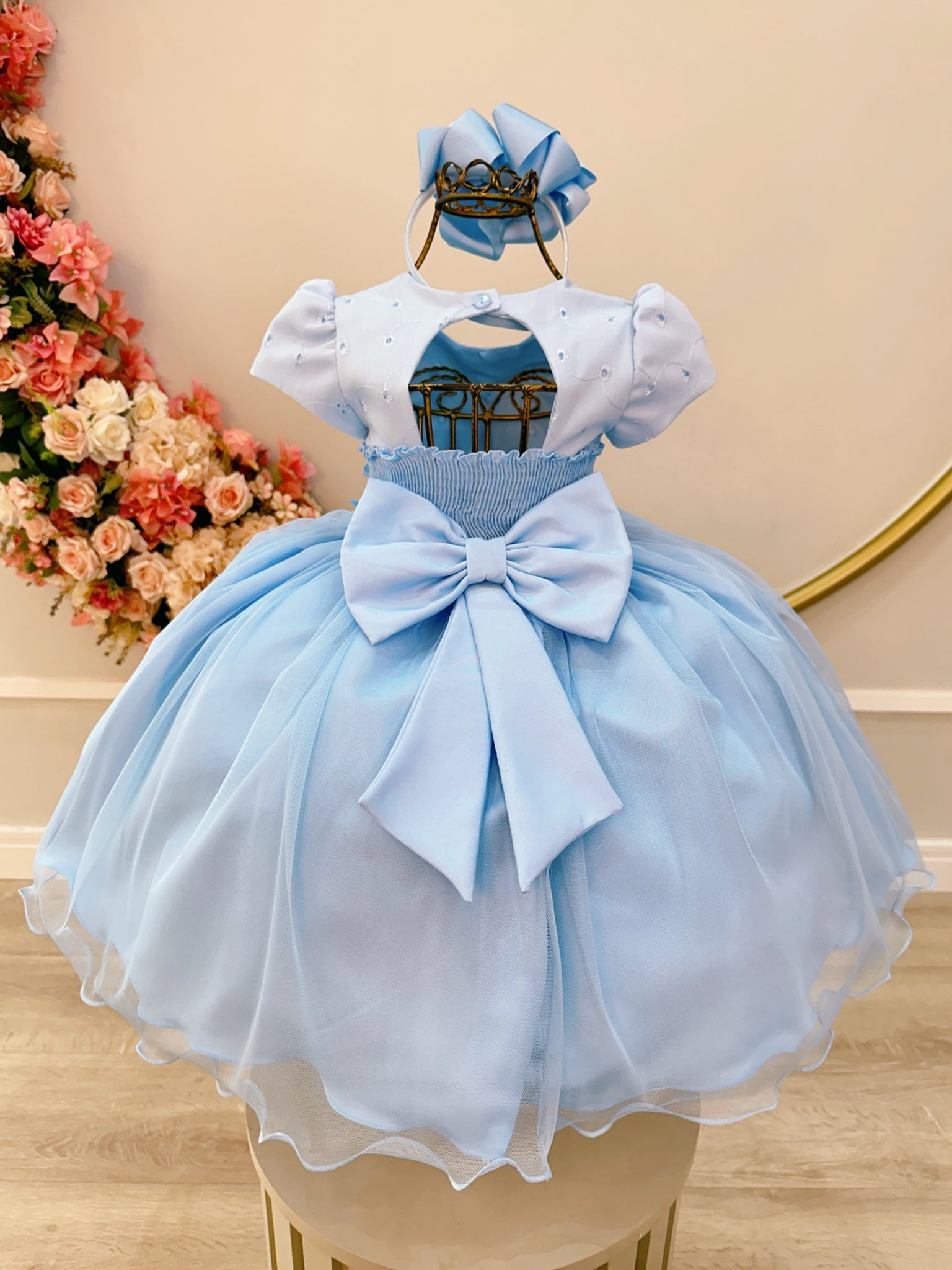 Vestido Infantil Azul Claro Jardim Encantado Daminha Festas
