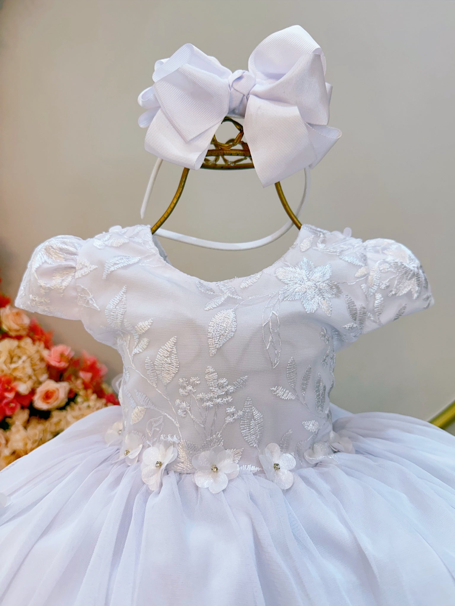 Vestido Infantil Branco Jardim Encantado C/ Renda Luxo