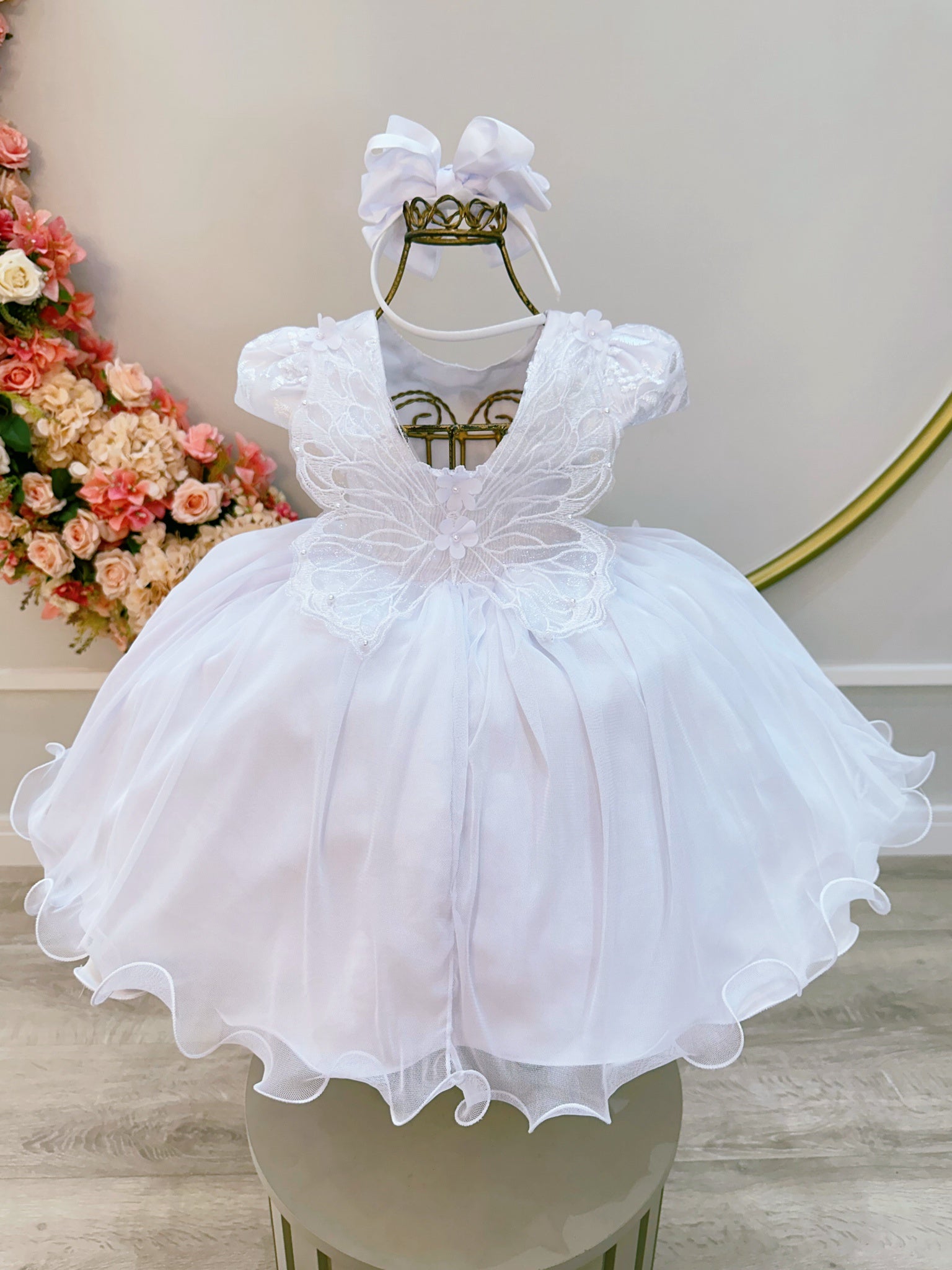 Vestido Infantil Branco Jardim Encantado C/ Renda Luxo