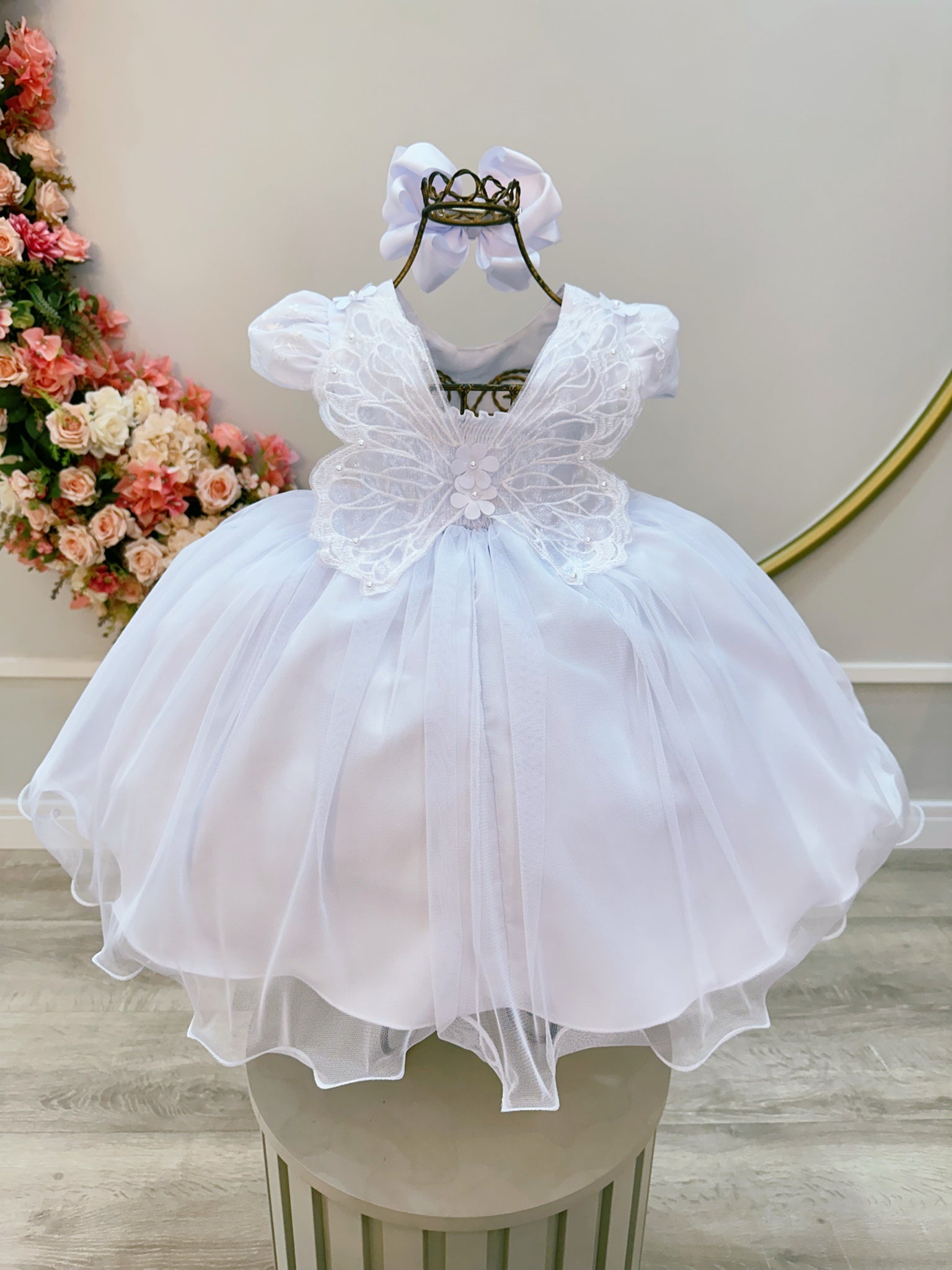 Vestido Infantil Branco Jardim Encantado Festa C/ Renda Luxo