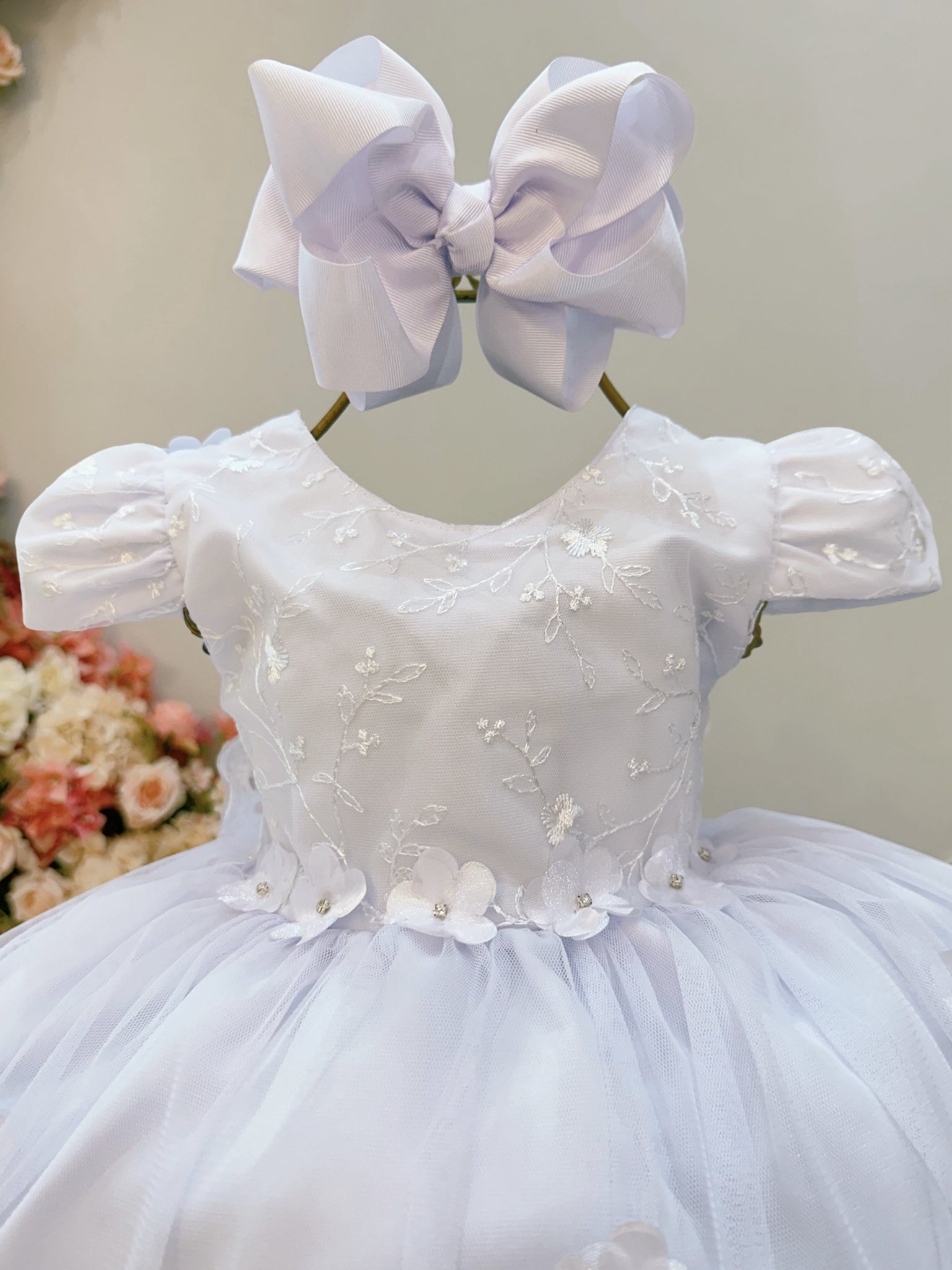 Vestido Infantil Branco Jardim Encantado Festa C/ Renda Luxo