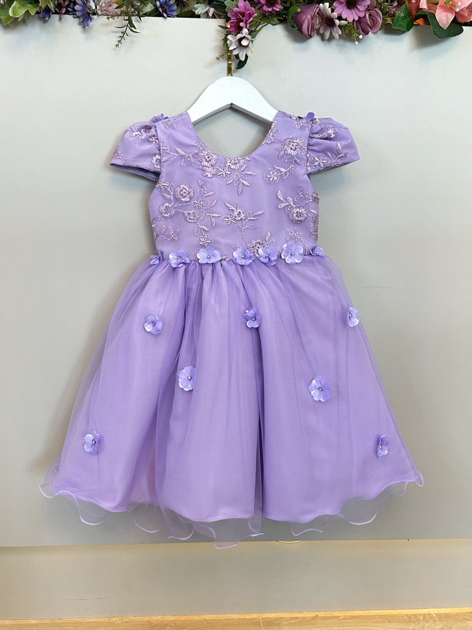 Vestido Infantil Lilás Jardim Encantado C/ Renda Damas Festa