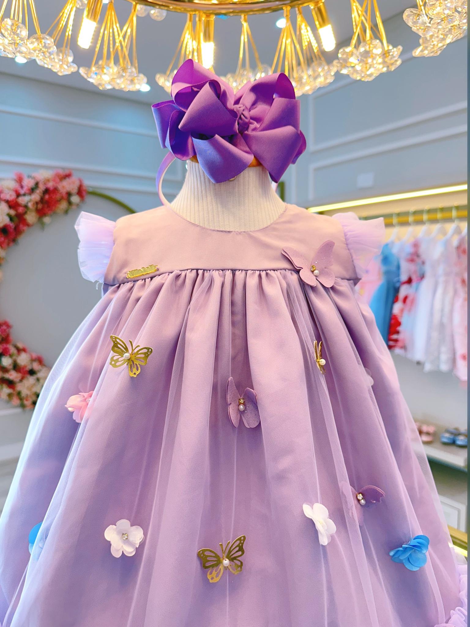 Vestido Infantil Lilás Jardim Encantado Luxo