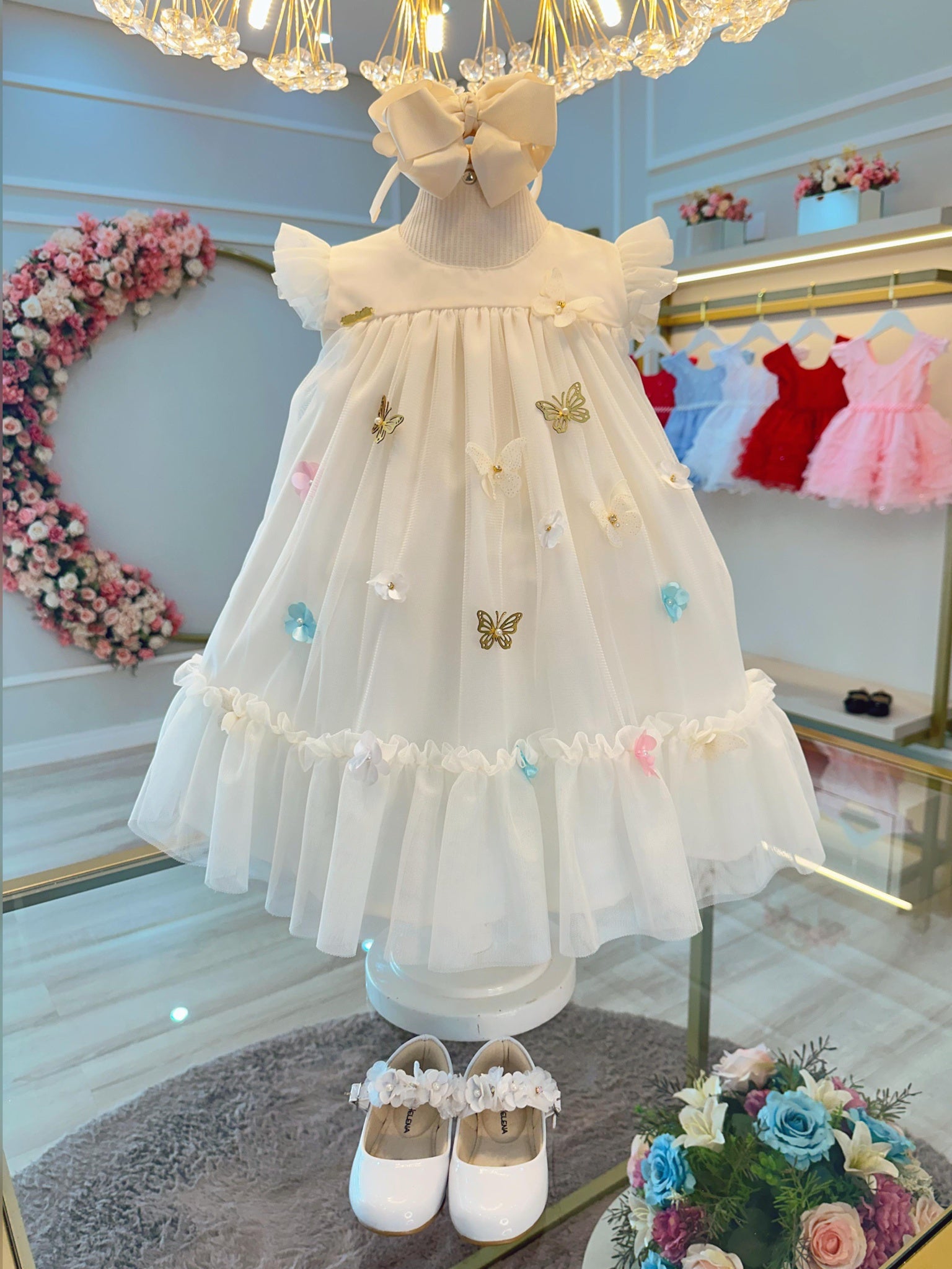 Vestido Infantil Marfim Jardim Encantado Luxo