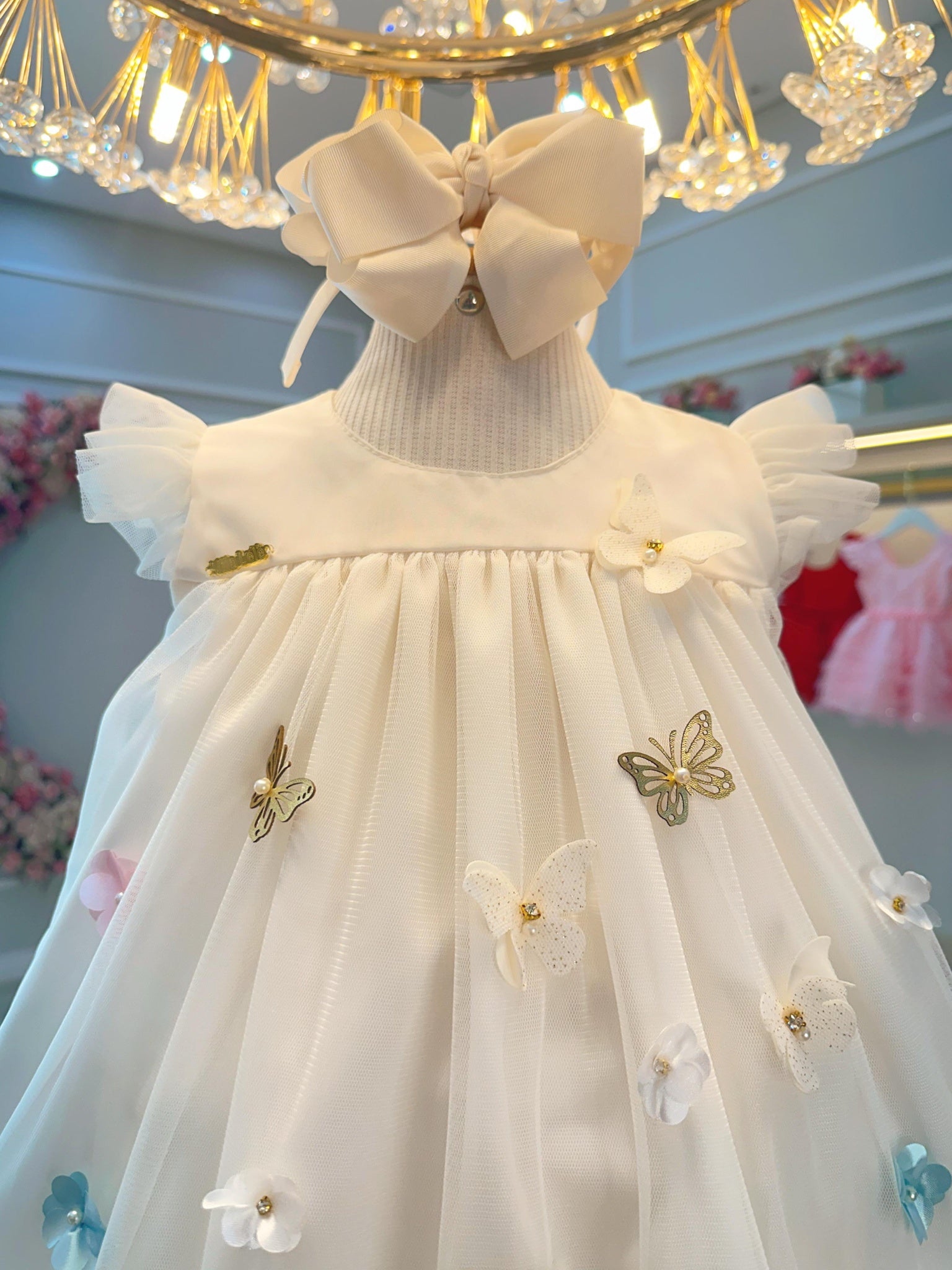 Vestido Infantil Marfim Jardim Encantado Luxo