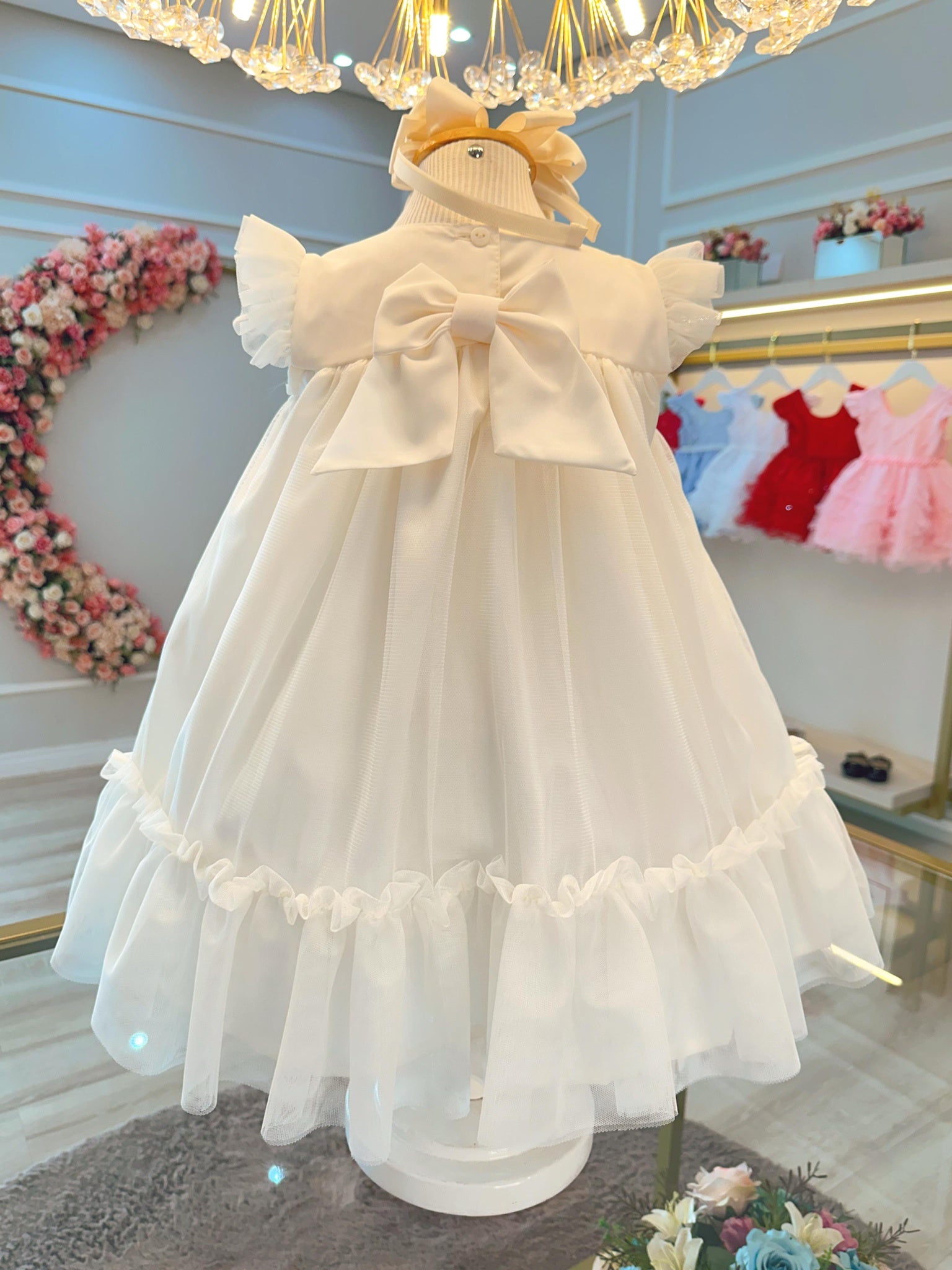 Vestido Infantil Marfim Jardim Encantado Luxo
