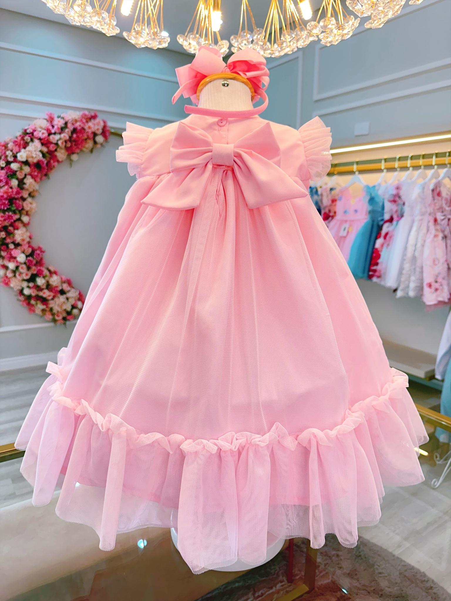 Vestido Infantil Rosa Bebê Jardim Encantado Luxo