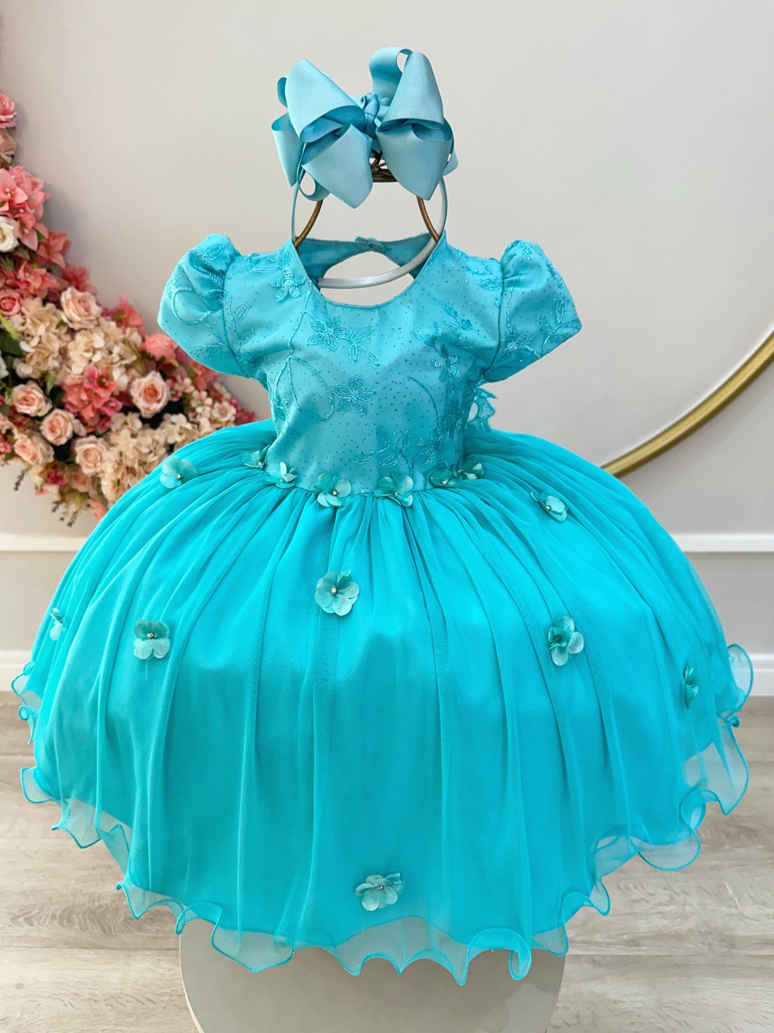Vestido Infantil Verde Jardim Encantado C/ Renda Festa Damas