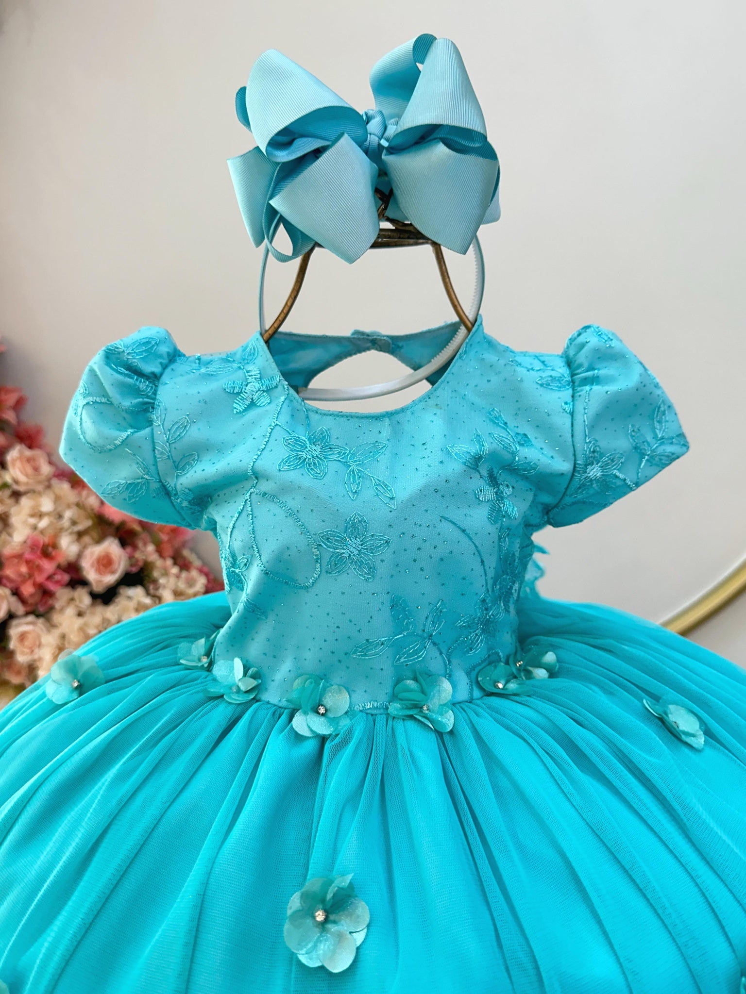 Vestido Infantil Verde Jardim Encantado C/ Renda Festa Damas