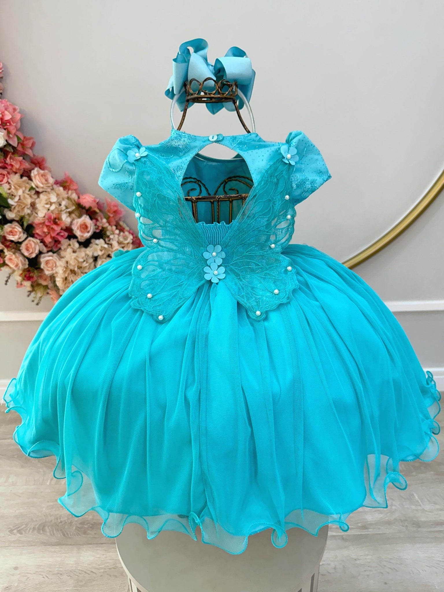 Vestido Infantil Verde Jardim Encantado C/ Renda Festa Damas