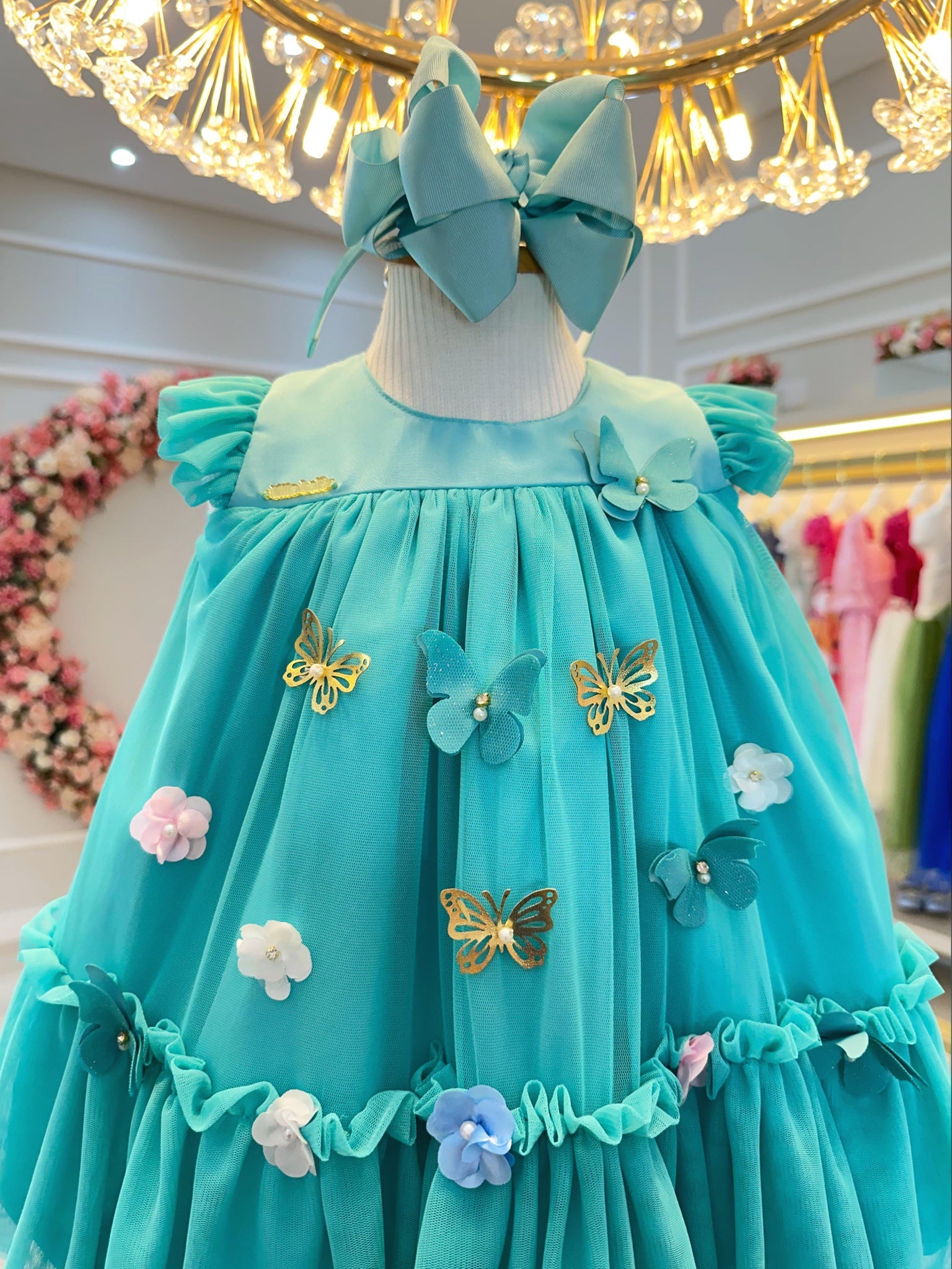 Vestido Infantil Verde Jardim Encantado Luxo