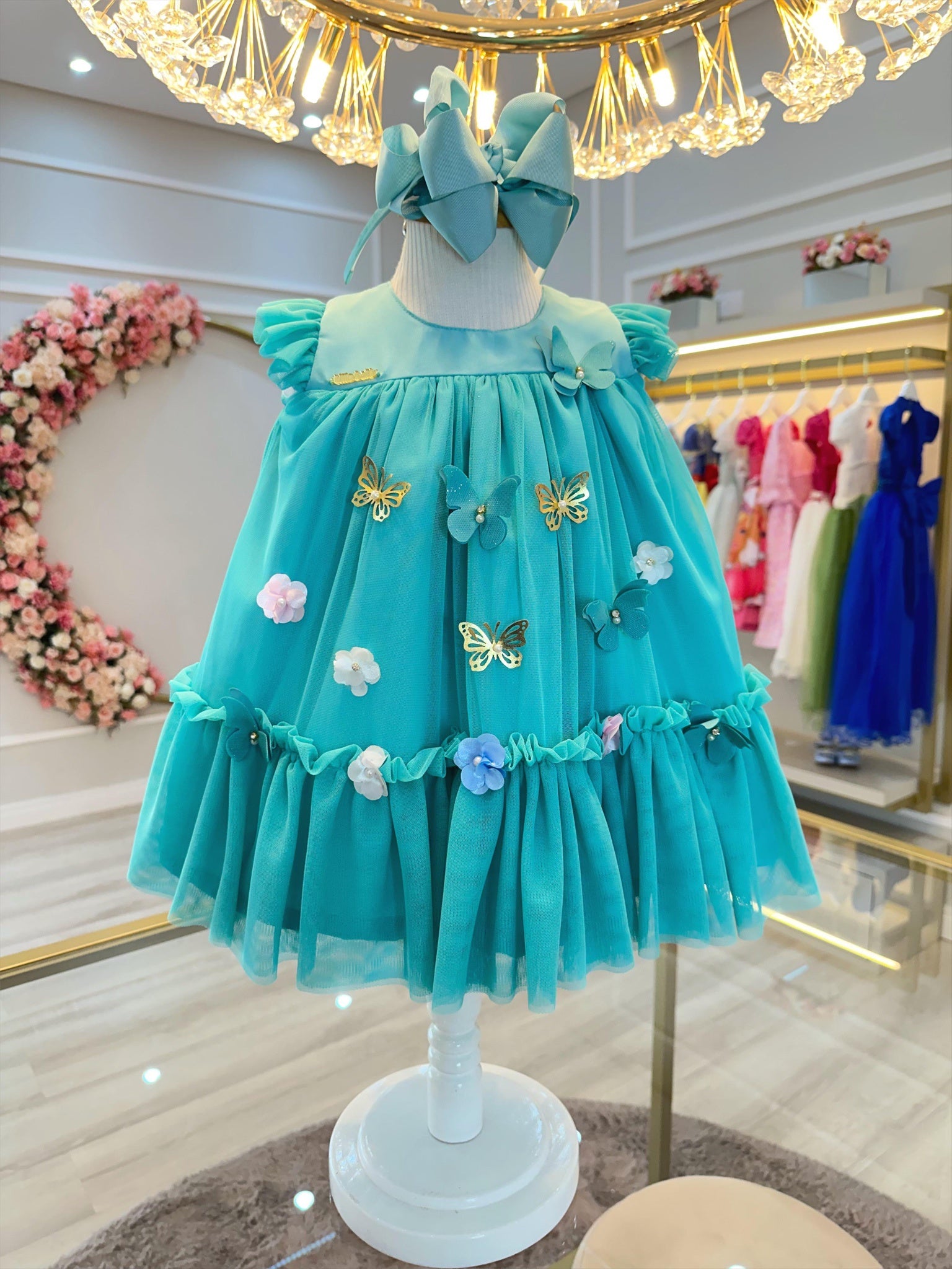 Vestido Infantil Verde Jardim Encantado Luxo