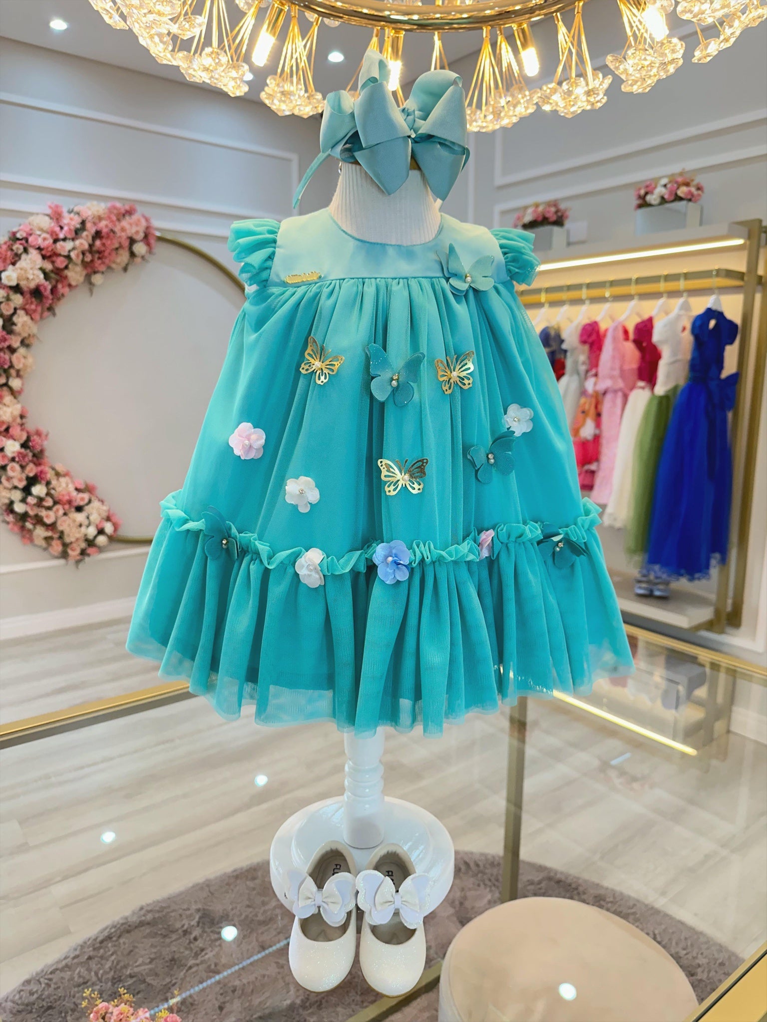 Vestido Infantil Verde Jardim Encantado Luxo
